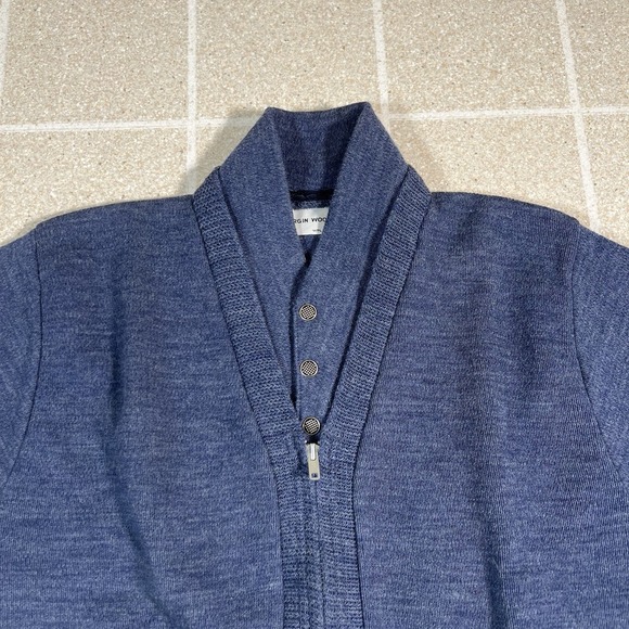 Vintage 1970s 100% Virgin Wool Union Made Made In USA Zip Up Sweater Size Large - Picture 3 of 5